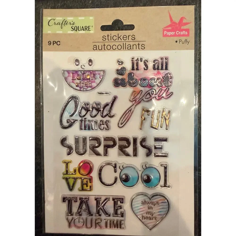 53pcs Crafter’s Square Puffy Paper Craft Stickers Autocollants, Scrapbooking